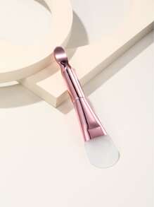 Facial Sheet Brush, 1pc Daily Solid Color Reusable Silicone Double Headed Diy Facial Sheet Tool For Makeup, Foundation, Cream, Lotion, Moisturizer, Gel, Peel - Pink - View 1