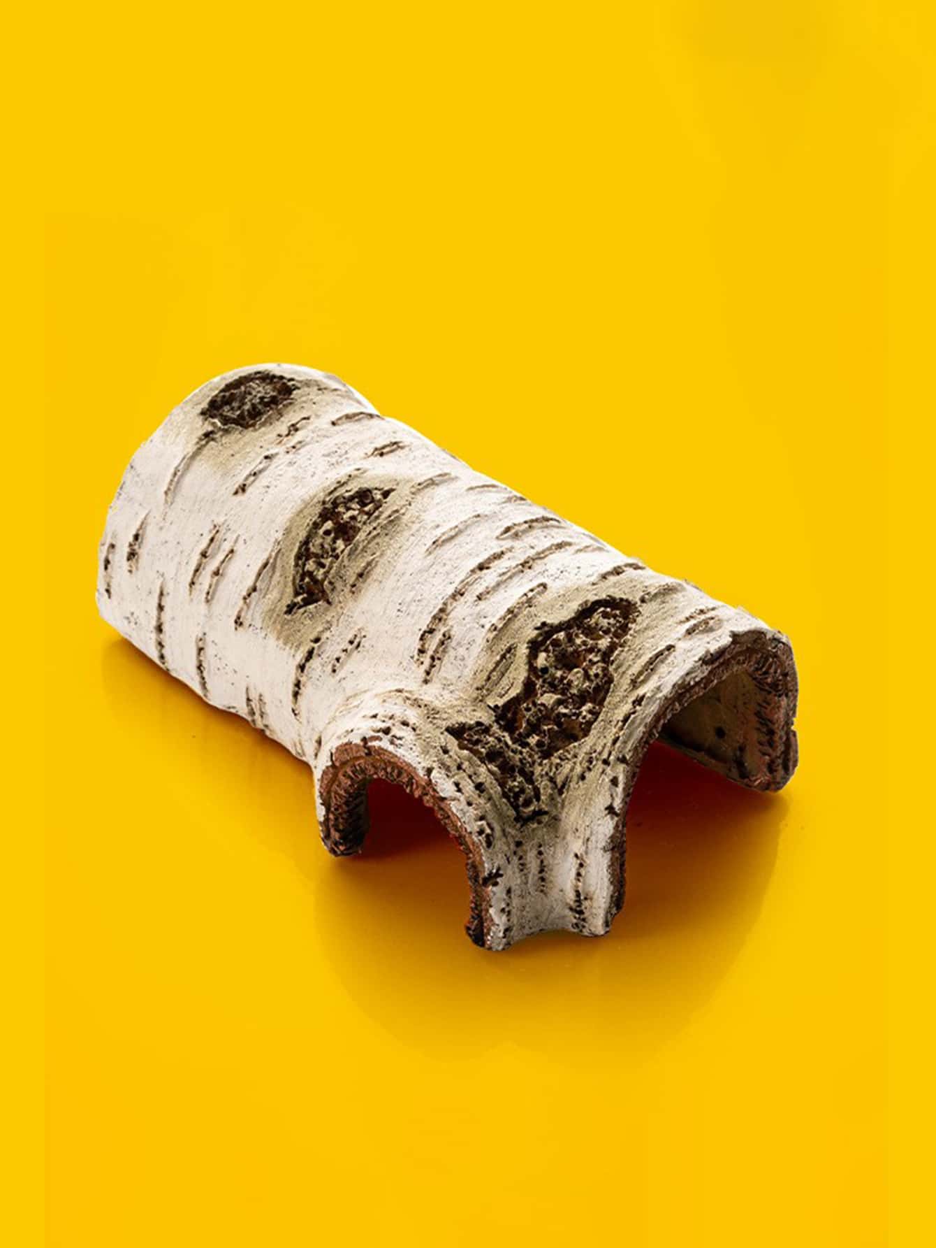 1pc Wooden Reptile Hiding Cave, Reptile Caves Artificial Birch Log Reptile Terrarium Decor - Multicolor - View 1