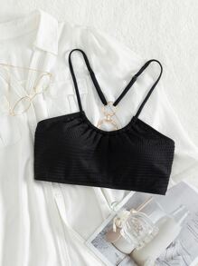 夏季环扣比基尼上衣 - 黑色 - 查看 5