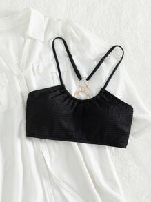 夏季环扣比基尼上衣 - 黑色 - 查看 4