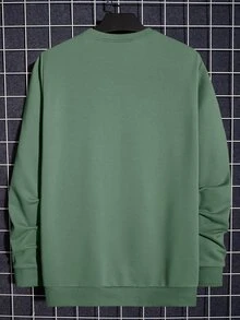 Manfinity Homme Men Letter Graphic Pullover - Green - View 2