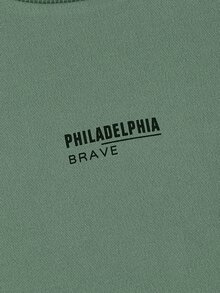 Manfinity Homme Men Letter Graphic Pullover - Green - View 4