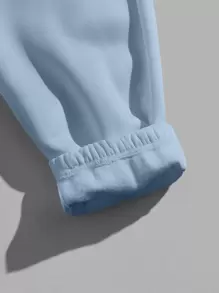 Manfinity VCAY Men Letter Graphic Drawstring Waist Thermal Joggers - Baby Blue - View 3