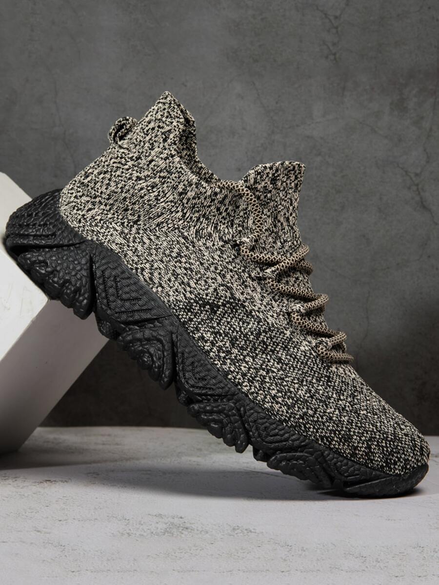 Men's Breathable Elastic Sports Cushioned Shoes - Khaki - View 1