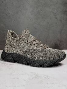 Men's Breathable Elastic Sports Cushioned Shoes - Khaki - View 2