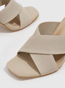 CUCCOO BASICS 女士鞋子交叉粗跟穆勒凉鞋春夏季度假鞋夏季促销万圣节圣诞节秋季 - 杏色 - 查看 4