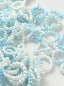 Yiwu Qiyou Accessories Co., LTD 1pack About 100 Acrylic Mixed Heart And Moon Design Beads For Making Bracelet Necklace - Blue - View 4