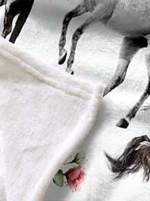 1pc Horse Pattern Blanket - Multicolor - View 3