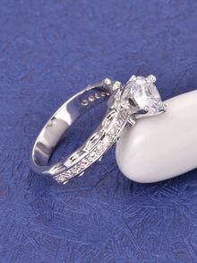 Cubic Zirconia Decor Ring - Silver - View 2
