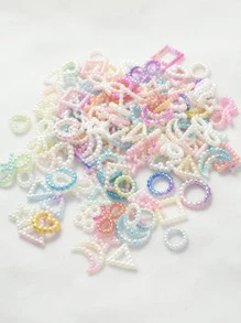 1 paquete de alrededor de 100 cuentas acrílicas mixtas con diseño de corazón y luna para hacer collar de pulsera - Multicolor - Ver 2