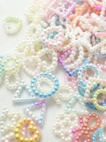 1 paquete de alrededor de 100 cuentas acrílicas mixtas con diseño de corazón y luna para hacer collar de pulsera - Multicolor - Ver 4