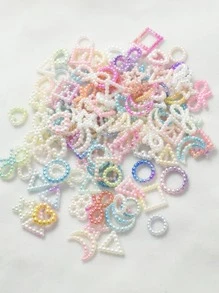 1 paquete de alrededor de 100 cuentas acrílicas mixtas con diseño de corazón y luna para hacer collar de pulsera - Multicolor - Ver 5