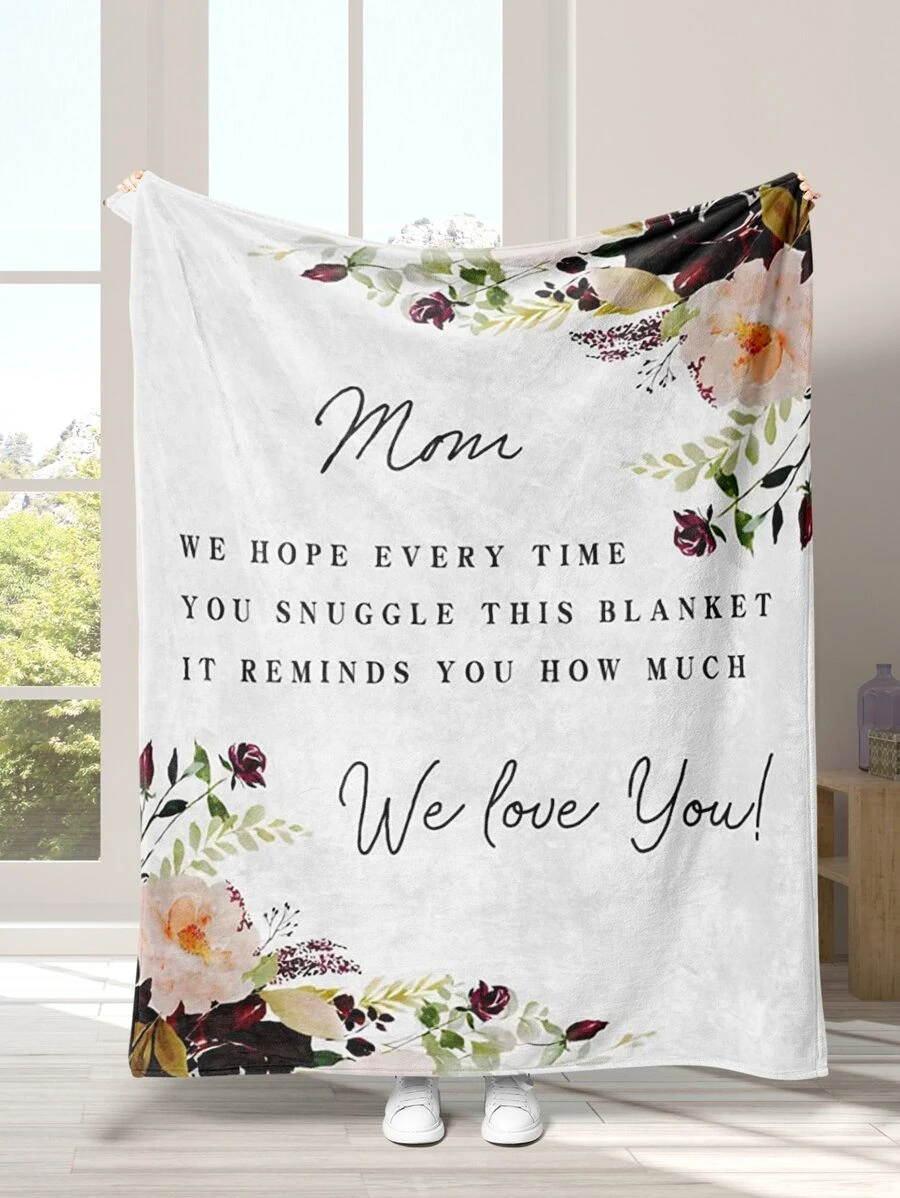 1 cái chăn họa tiết hoa & khẩu hiệu - Nhiều màu - Xem 1