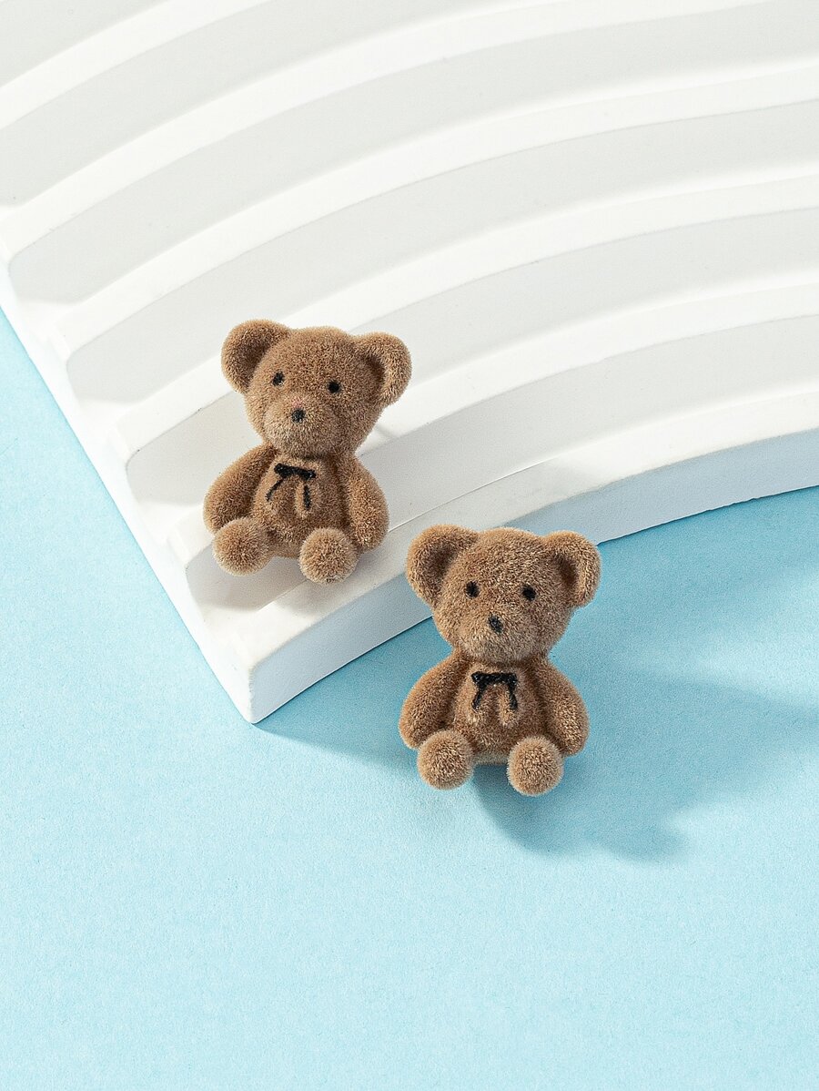 1 Paar Ohrhänger aus Zinklegierung in Form eines Plüsch Teddybären für Damen