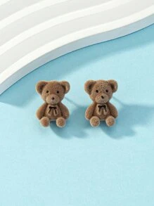 1 Paar Ohrhänger aus Zinklegierung in Form eines Plüsch Teddybären für Damen