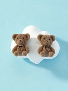 1 Paar Ohrhänger aus Zinklegierung in Form eines Plüsch Teddybären für Damen