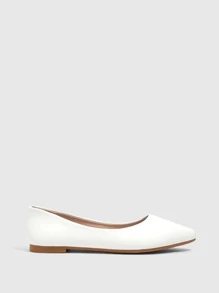 CUCCOO BIZCHIC 极简主义尖头芭蕾平底鞋夏季度假鞋夏季促销返校鞋大学生鞋优雅基础款商务休闲商务时尚圣诞节秋季新年假期 - 白色 - 查看 4