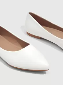 CUCCOO BIZCHIC 极简主义尖头芭蕾平底鞋夏季度假鞋夏季促销返校鞋大学生鞋优雅基础款商务休闲商务时尚圣诞节秋季新年假期 - 白色 - 查看 3