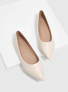 CUCCOO BIZCHIC Giày ba lê mũi nhọn tối giản cho kỳ nghỉ hè Giày giảm giá mùa hè Giày cơ bản thanh lịch Giày công sở giản dị Giày công sở sang trọng Giáng sinh Mùa thu Năm mới Ngày lễ - Màu be - Xem 2