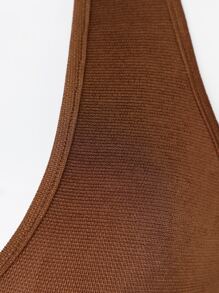 SHEIN BAE 露背喇叭繞頸連體褲 - 咖啡棕 - 查看 7