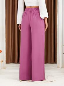 SHEIN Tall Quần nữ Nút Túi Dây kéo Uốn nếp màu trơn Thanh lịch - Hồng - Xem 2