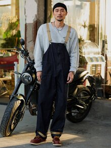 DAZY 男士口袋貼布牛仔背帶褲