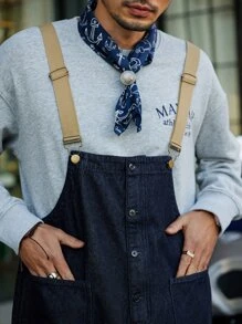 DAZY 男士口袋貼布牛仔背帶褲