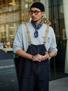 DAZY 男士口袋貼布牛仔背帶褲