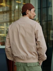 DAZY Hombres Cazadora tipo bomber unicolor con cremallera - Caqui - Ver 2