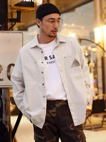 DAZY Men Geo Print Button Front Shirt - Apricot - View 5