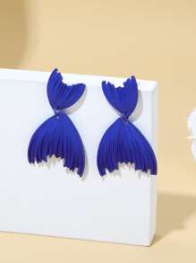 Fish Tail Decor Drop Earrings - Blue - View 1