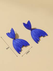 Fish Tail Decor Drop Earrings - Blue - View 3