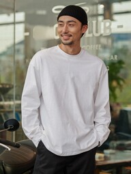 DAZY 남성 코튼 드롭 숄더 솔리드 티, 가을 옷 긴팔 남성 셔츠