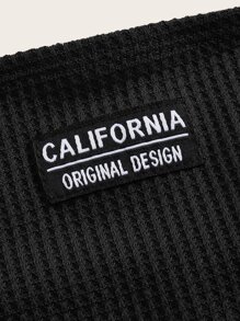 SHEIN EZwear 字母貼布抹胸上衣 - 黑色 - 查看 3