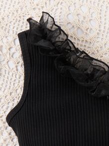 SHEIN 小女童不對稱領上衣和字母圖案半身裙