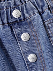 Toddler Girls Paperbag Waist Ruffle Hem Jeans - Light Wash - View 3