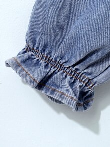 Toddler Girls Paperbag Waist Ruffle Hem Jeans - Light Wash - View 5