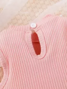 嬰兒女孩3入組肋針針織高領背心