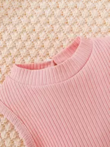 嬰兒女孩3入組肋針針織高領背心