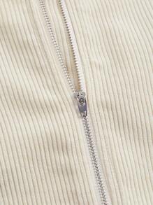 SHEIN MOD Knot Front Lantern Sleeve Bandana Hem Crop Blouse - Beige - View 5