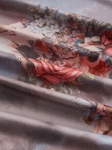 SHEIN MOD Figure Graphic Draped Collar Cami Dress - Multicolor - View 4