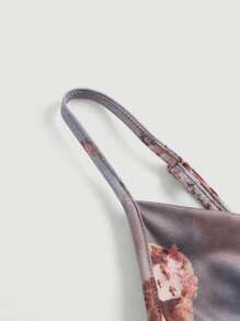 SHEIN MOD Figure Graphic Draped Collar Cami Dress - Multicolor - View 5