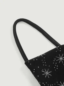 SHEIN MOD Star Pattern Velvet Cami Dress - Black - View 6