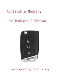 1pc Black Silicone Car Key Protector Case, Anti-Drop 3-Button Design Suitable For VW Polo Golf 7 Tiguan, SEAT Ateca Leon Ibiza, Skoda Fabia Kodiaq Karoq - Black - View 3