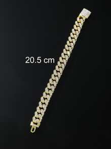 Hombres Pulsera con diseño de diamante de imitación - Amarillo Oro - Ver 4