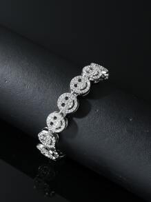 Chuỗi Hip Hop phổ biến dành cho nữ Vòng đeo tay trang trí biểu hiện Rhinestone - Bạc - Xem 2