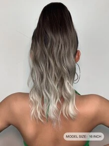 HAIRCUBE 14 英寸渐变棕色金色马尾假发马尾接发，马尾接发长卷发环绕马尾蓬松耐热合成假发女士