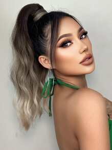 HAIRCUBE 14 英寸渐变棕色金色马尾假发马尾接发，马尾接发长卷发环绕马尾蓬松耐热合成假发女士