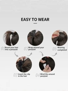 HAIRCUBE 14 英寸渐变棕色金色马尾假发马尾接发，马尾接发长卷发环绕马尾蓬松耐热合成假发女士