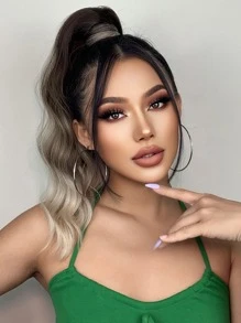 HAIRCUBE 14 英寸渐变棕色金色马尾假发马尾接发，马尾接发长卷发环绕马尾蓬松耐热合成假发女士